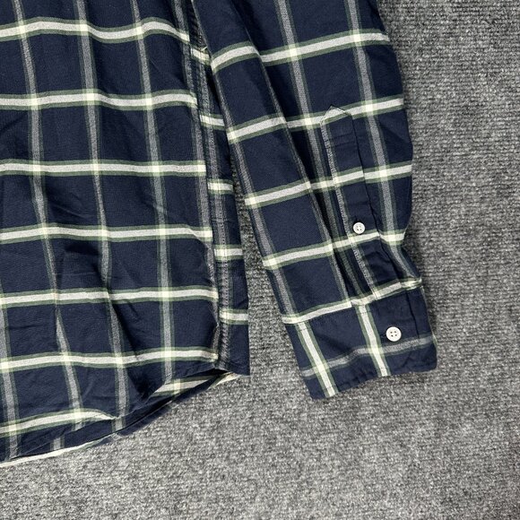 J Crew Shirt Mens XXL Slim Flex Oxford Blue White Cotton Plaid Button Down Pocke - Picture 3 of 8